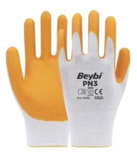 Beybi PN3 Polyester Örme Nitril Eldiven 10 Numara (10'LU PAKET)