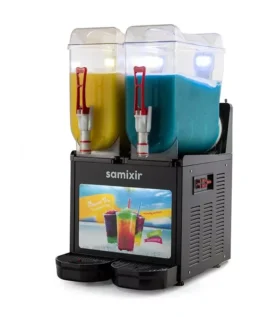 Samixir SLUSH24.BA Allure Twin Ice Slush Granita Milkshake ve Soğuk Meyve Suyu Dispenseri, 12+12 L, Siyah