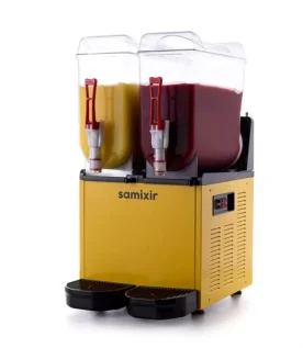 Samixir SLUSH24.Y Twin Ice Slush Granita Milkshake ve Soğuk Meyve Suyu Dispenseri, 12+12 L, Sarı