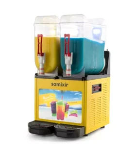 Samixir SLUSH24.YA Allure Twin Ice Slush Granita Milkshake ve Soğuk Meyve Suyu Dispenseri, 12+12 L, Sarı