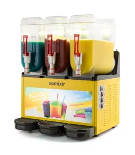 Samixir SLUSH36.YA Allure Triple Ice Slush Granita Milkshake ve Soğuk Meyve Suyu Dispenseri, 12+12+12 L, Sarı