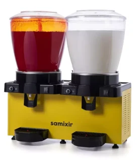 Samixir SM44.AY Panaromik Analog Twin Soğuk İçecek Dispenseri, 22+22 L, Fıskiyeli ve Karıştırıcılı, Sarı