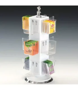 Zicco ZCP-651 Akrilik Döner Poşet Çay Standı 12 Bölmeli 36 cm Beyaz, ZCP 651